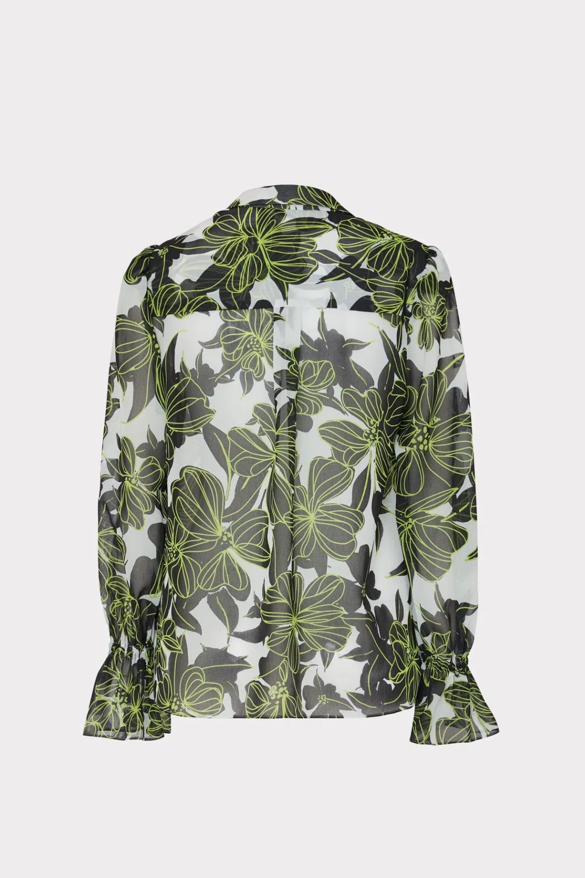 MILLY Tops-Lacey Sea Of Petals Top Chartreuse/Black