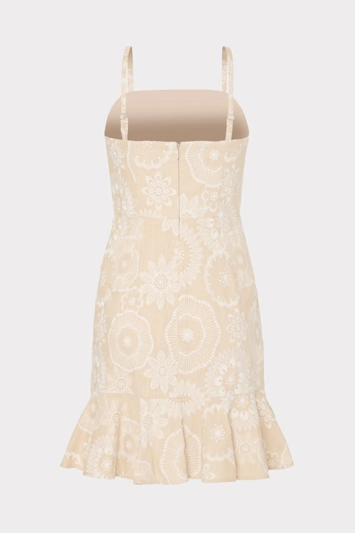 MILLY Sundresses-Linen Embroidered Dress Natural/Ecru