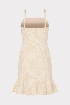 MILLY Day Dresses-Linen Embroidered Dress Natural/Ecru