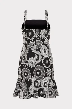 MILLY Sundresses-Linen Embroidered Dress Black/White