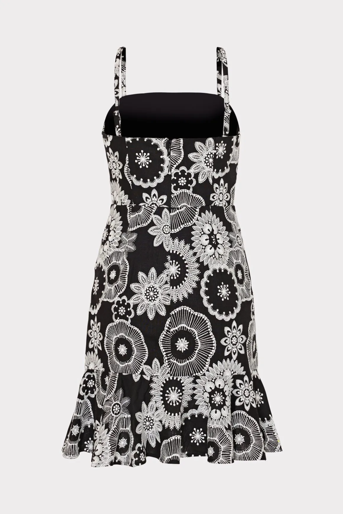 MILLY Sundresses-Linen Embroidered Dress Black/White