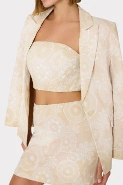 MILLY Blazers-Linen Embroidered Jacket Natural/Ecru