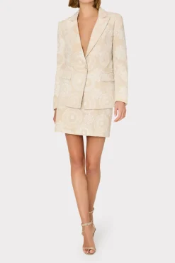 MILLY Coats & Jackets-Linen Embroidered Jacket Natural/Ecru