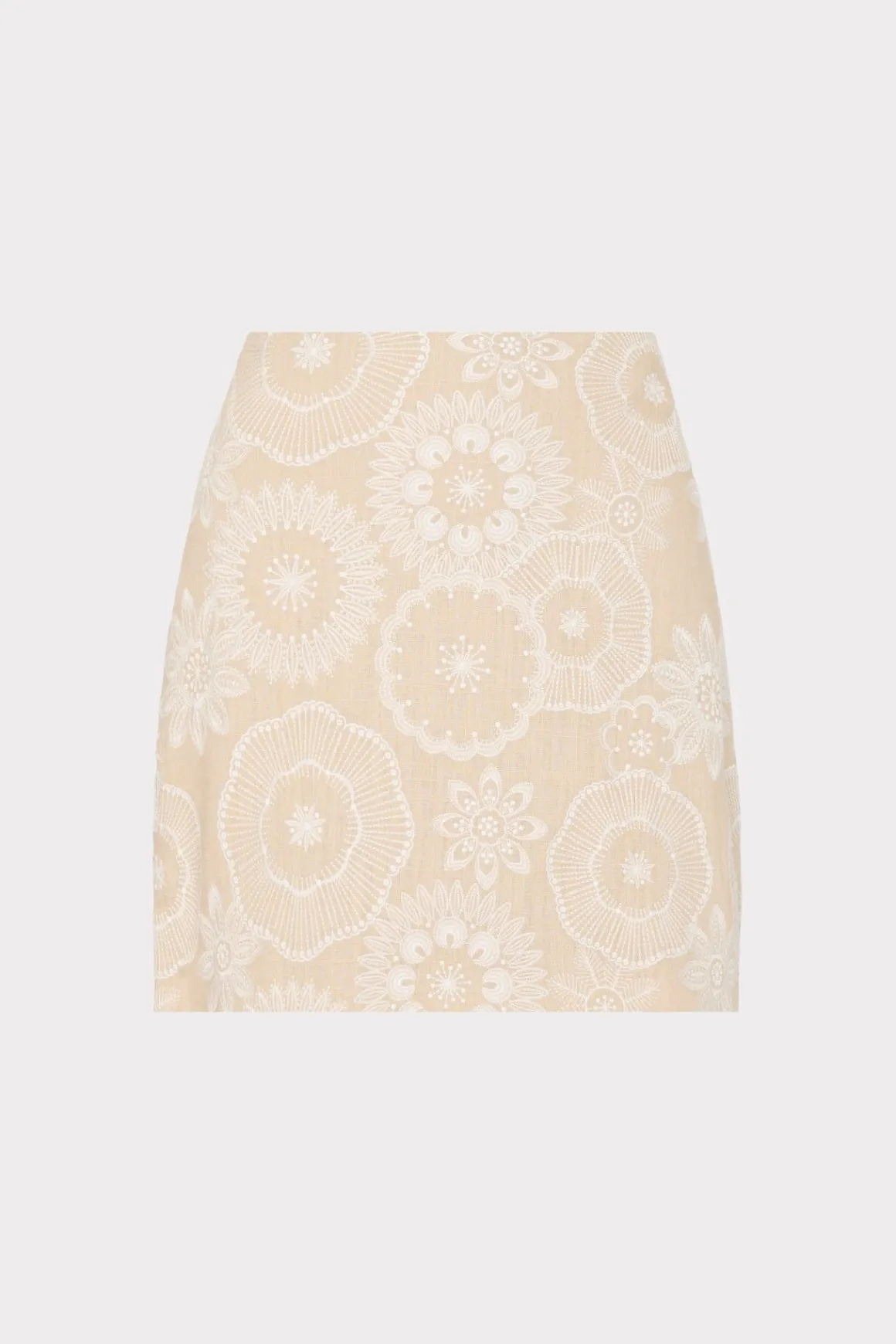 MILLY Matching Sets-Linen Embroidered Skirt Natural/Ecru