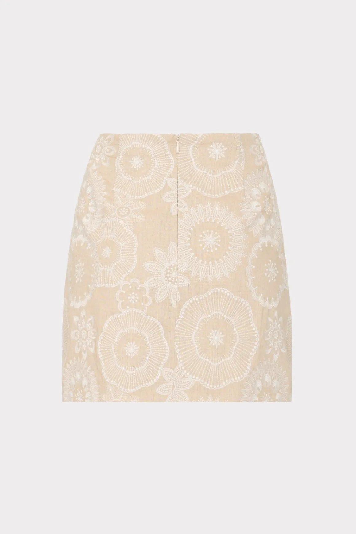 MILLY Matching Sets-Linen Embroidered Skirt Natural/Ecru