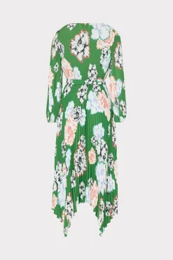MILLY Sundresses-Liora Petals In Bloom Pleated Dress Green Multi