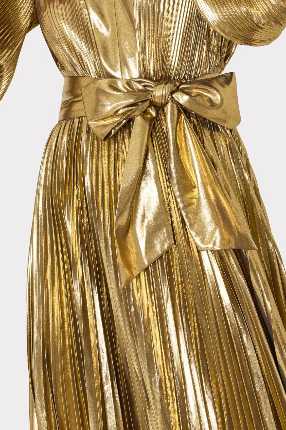 MILLY Maxi Dresses-Liora Pleated Lame Dress Gold