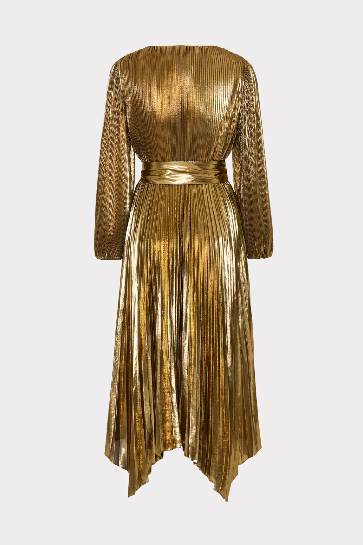 MILLY Maxi Dresses-Liora Pleated Lame Dress Gold