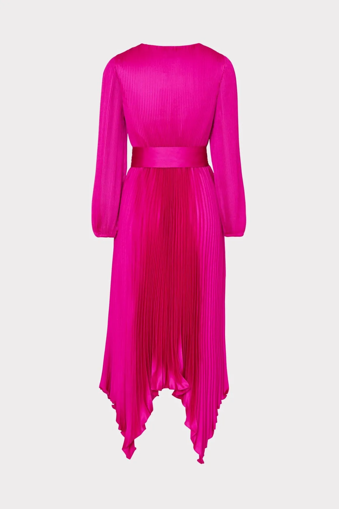 MILLY Maxi Dresses-Liora Satin Pleated Dress Fuchsia