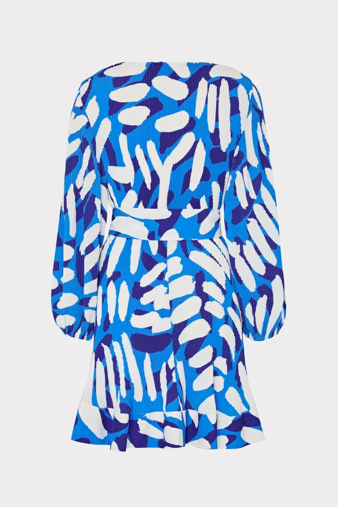 MILLY Mini Dresses-Liv Brushstroke Pleated Dress Blue Multi