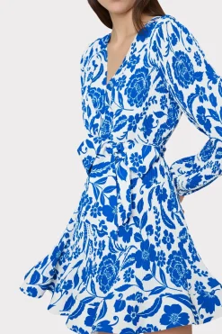 MILLY Jumpsuits & Rompers-Liv Flowers Of Spain Pleated Dress Blue/White