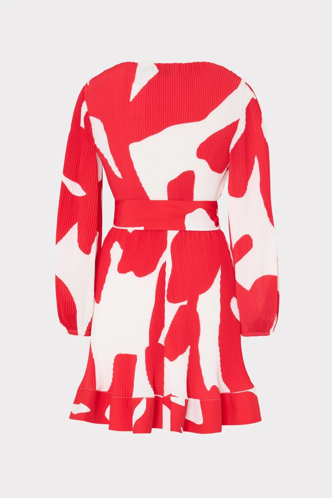 MILLY Cocktail Dresses-Liv Grand Foliage Pleated Dress Red/White
