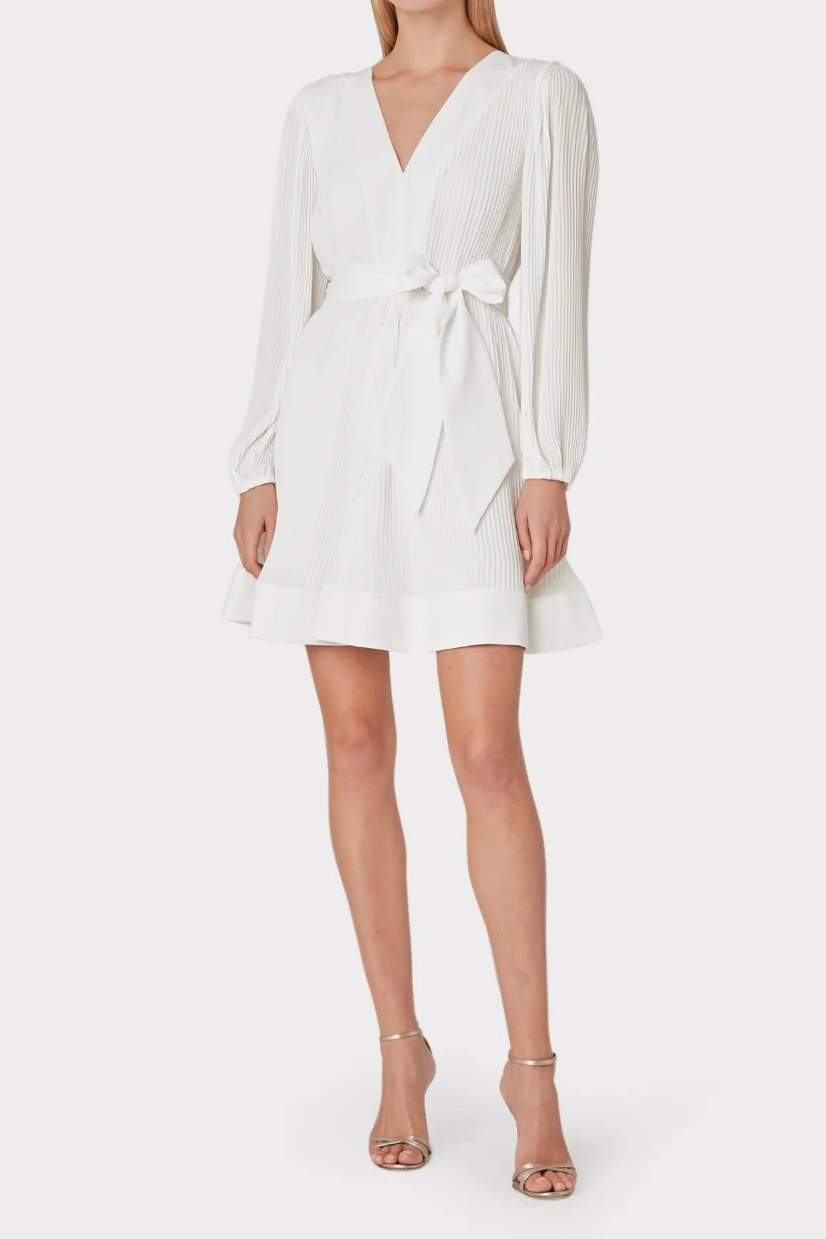 MILLY Cocktail Dresses-Liv Pleated Dress White