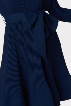 MILLY Guest Of Dresses-Liv Pleated Dress Navy