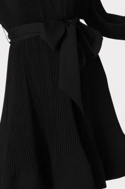 MILLY Little Black Dresses-Liv Pleated Dress Black