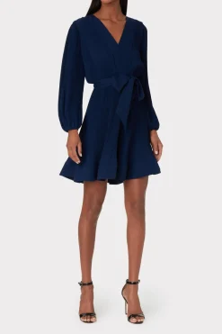 MILLY Mini Dresses-Liv Pleated Dress Navy