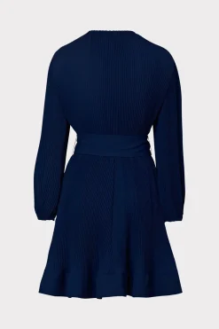 MILLY Mini Dresses-Liv Pleated Dress Navy