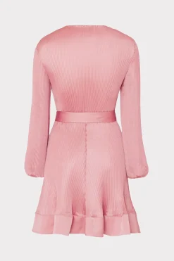 MILLY Pink Dresses-Liv Satin Pleated Dress Rose Gold