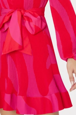 MILLY Pink Dresses-Liv Zebra Pleated Dress Milly Pink Multi