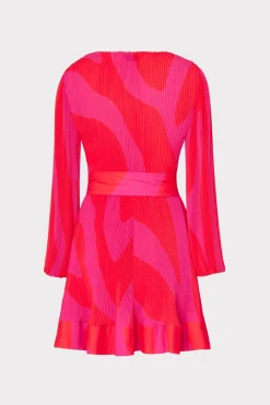 MILLY Pink Dresses-Liv Zebra Pleated Dress Milly Pink Multi