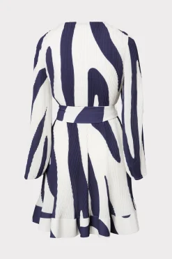 MILLY Day Dresses-Liv Zebra Print Dress Navy/Ecru