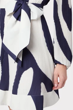 MILLY Mini Dresses-Liv Zebra Print Dress Navy/Ecru