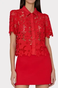 MILLY Jumpsuits & Rompers-Lizzy Cady Mini Skirt Red