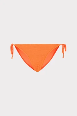MILLY Bikinis-Lori Textured Side Tie Bikini Bottom Neon Orange