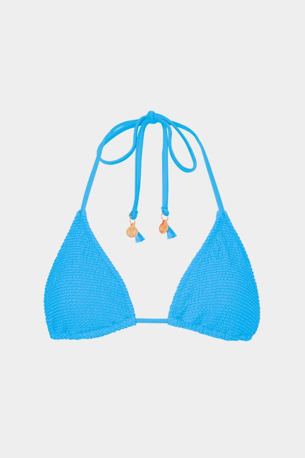 MILLY Jumpsuits & Rompers-Lori Textured Triangle Bikini Top Blue