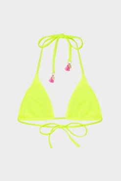 MILLY Jumpsuits & Rompers-Lori Textured Triangle Bikini Top Yellow