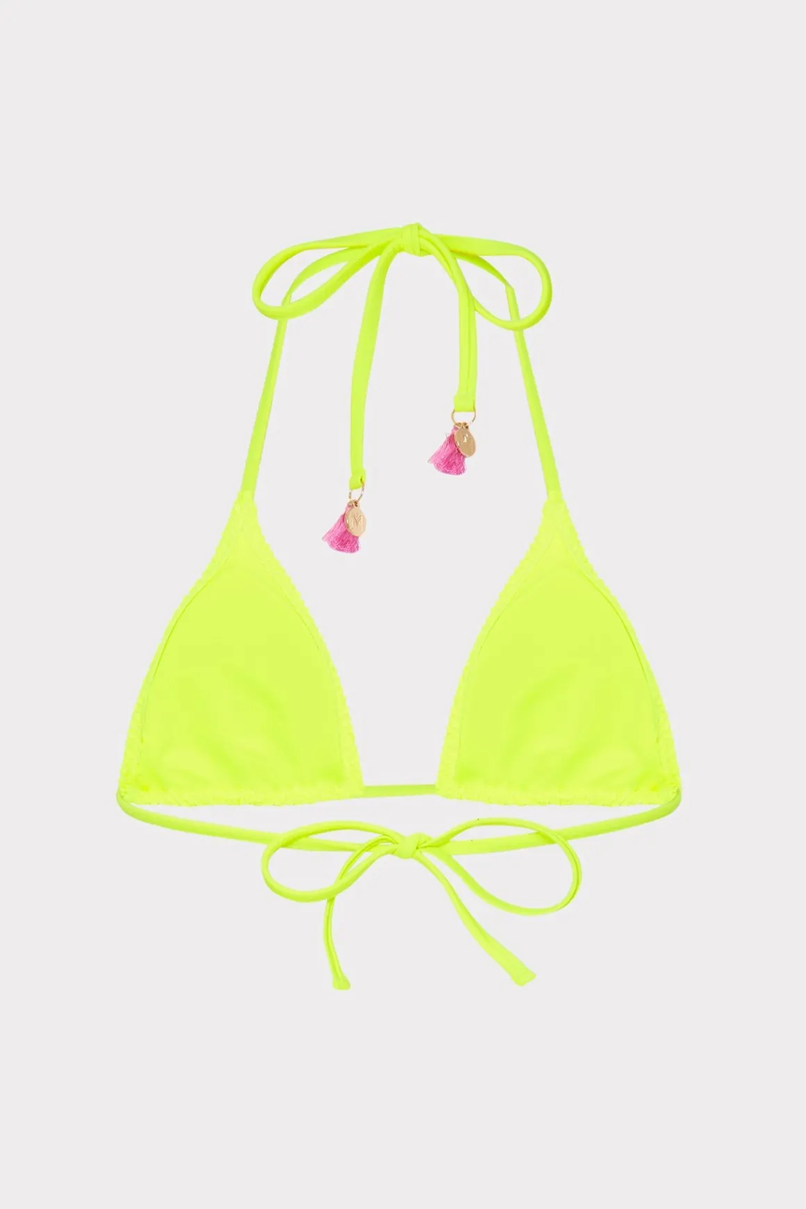 MILLY Jumpsuits & Rompers-Lori Textured Triangle Bikini Top Yellow