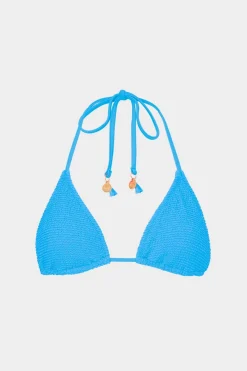 MILLY Bikinis-Lori Textured Triangle Bikini Top Blue