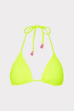 MILLY Bikinis-Lori Textured Triangle Bikini Top Yellow