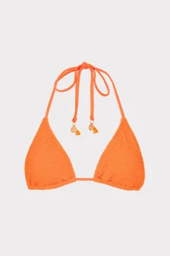 MILLY Bikinis-Lori Textured Triangle Bikini Top Neon Orange
