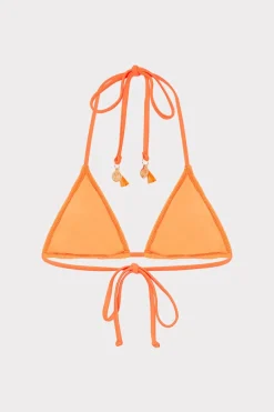 MILLY Jumpsuits & Rompers-Lori Textured Triangle Bikini Top Neon Orange