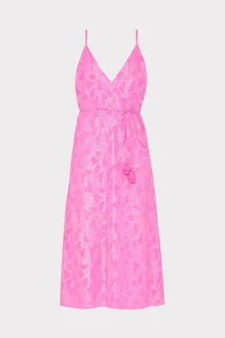 MILLY Cover-Ups-Lurex Jacquard Spaghetti Strap Cover-Up Pink