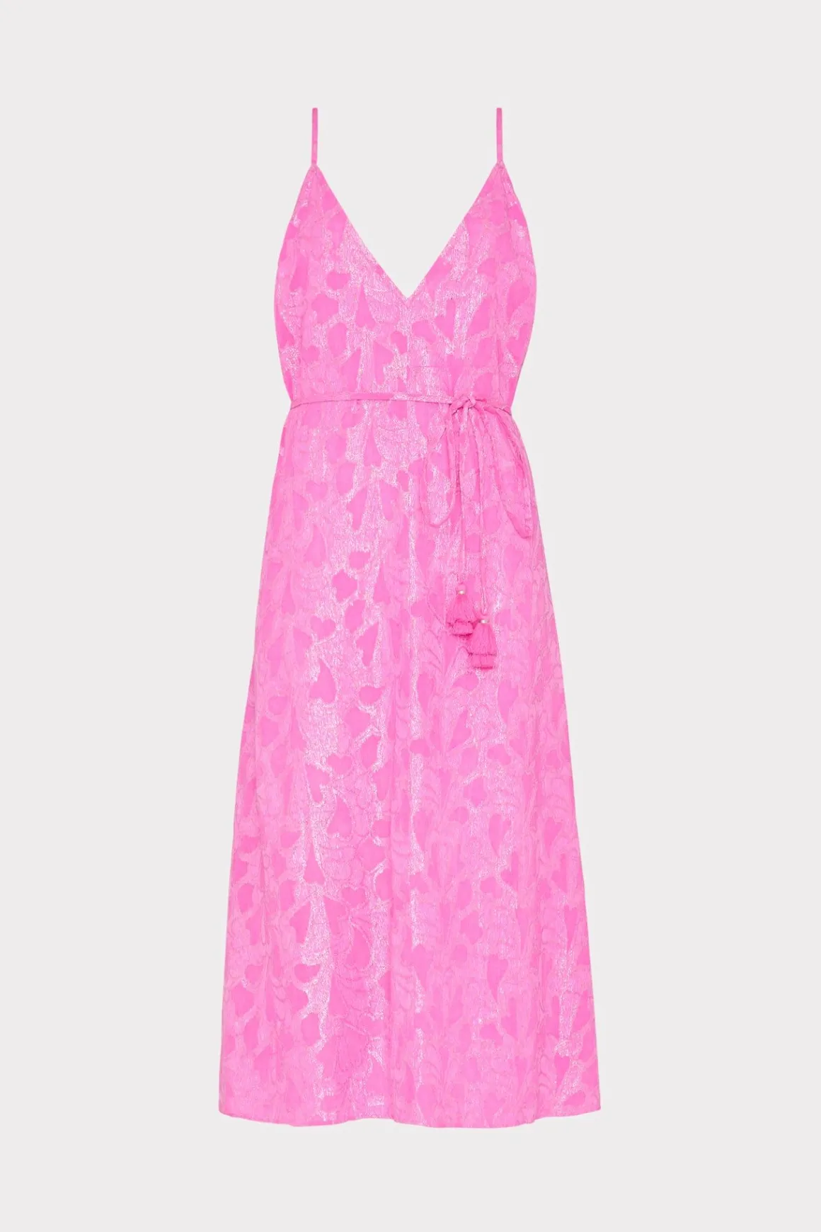 MILLY Cover-Ups-Lurex Jacquard Spaghetti Strap Cover-Up Pink