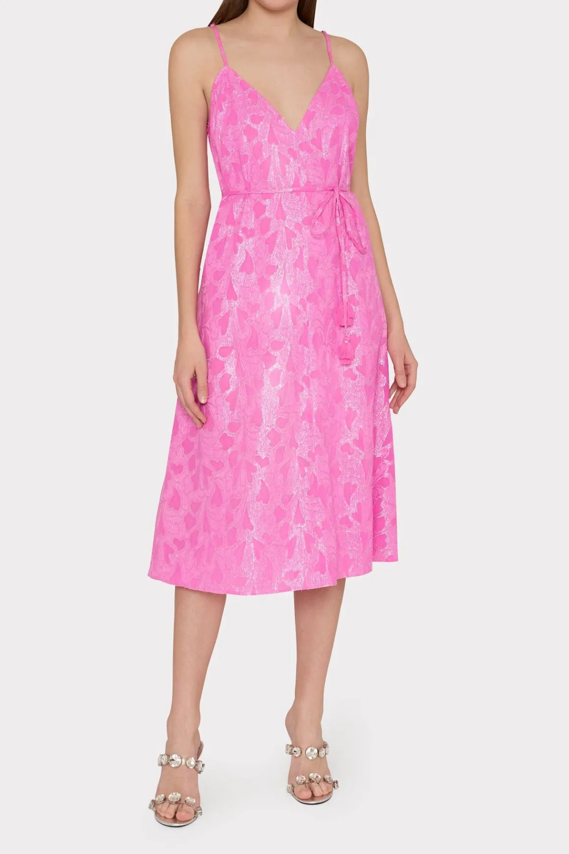 MILLY Cover-Ups-Lurex Jacquard Spaghetti Strap Cover-Up Pink