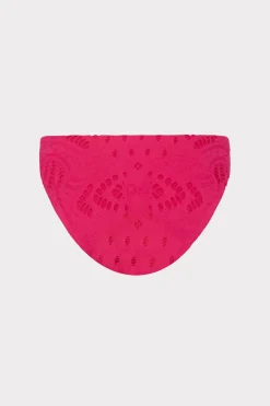 MILLY Bikinis-Margot Lace Eyelet Bikini Bottom Pink