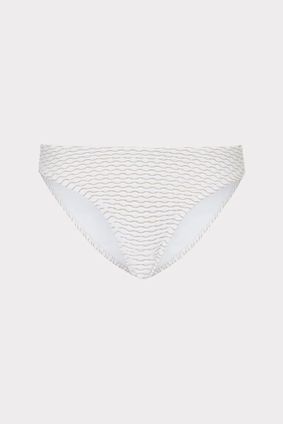 MILLY Jumpsuits & Rompers-Margot Textured Waves Bikini Bottom White