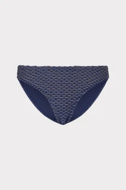 MILLY Bikinis-Margot Textured Waves Bikini Bottom Navy