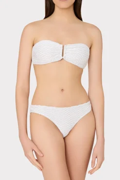 MILLY Bikinis-Margot Textured Waves Bikini Bottom White