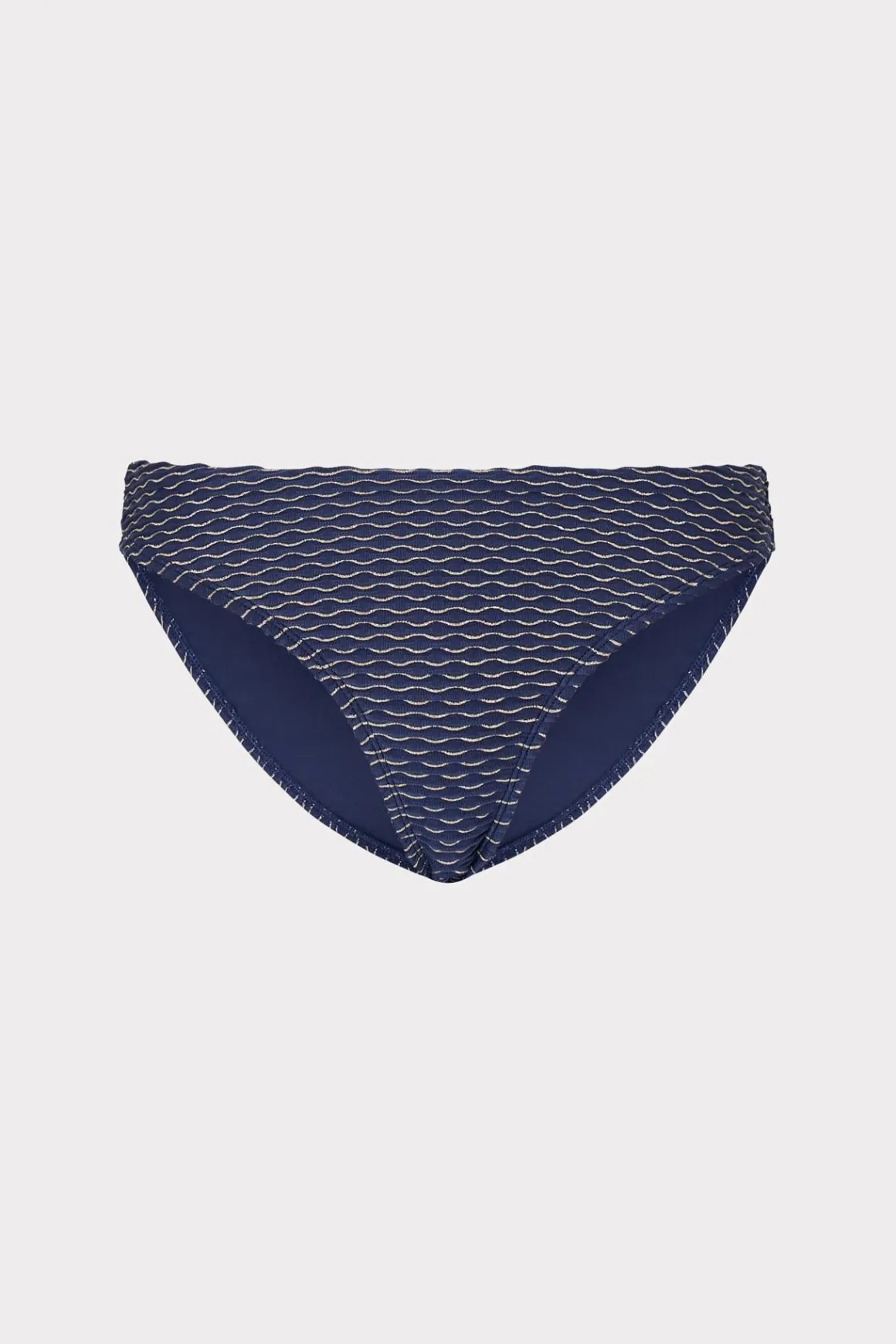MILLY Jumpsuits & Rompers-Margot Textured Waves Bikini Bottom Navy