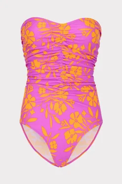 MILLY Jumpsuits & Rompers-Marigold Aroma Ruched One Piece Pink Multi