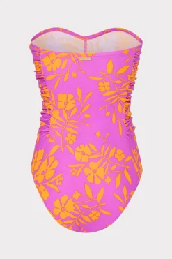 MILLY Jumpsuits & Rompers-Marigold Aroma Ruched One Piece Pink Multi