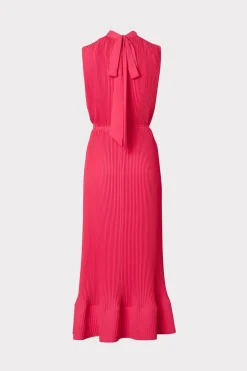 MILLY Pink Dresses-Melina Solid Pleated Dress Milly Pink