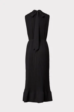 MILLY Guest Of Dresses-Melina Solid Pleated Dress Black