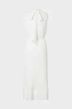 MILLY Maxi Dresses-Melina Solid Pleated Dress White