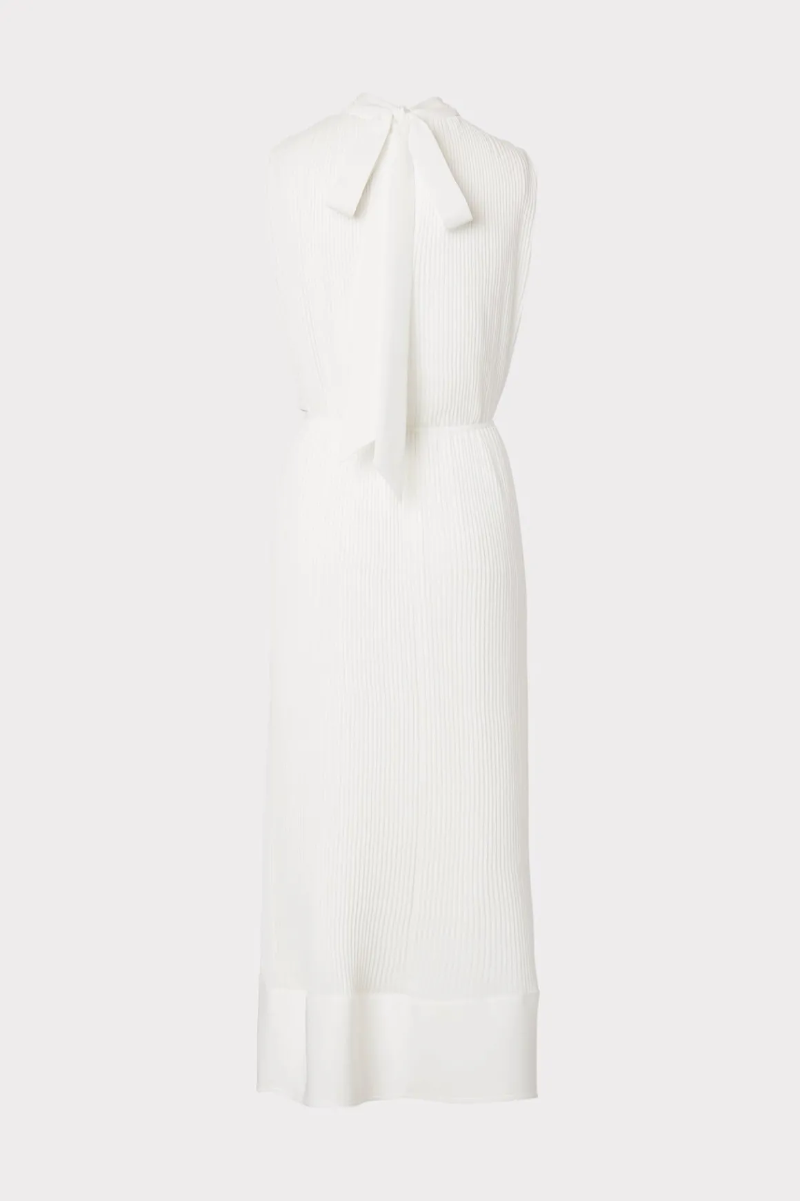 MILLY Maxi Dresses-Melina Solid Pleated Dress White
