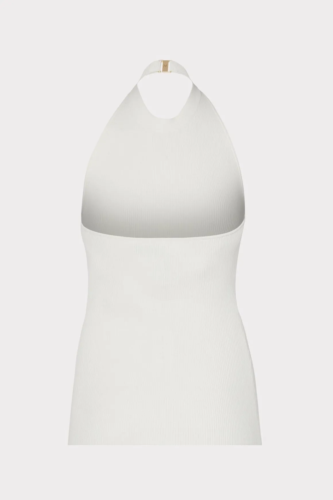 MILLY Tops-Metal Neck Trim Halter Top Ecru